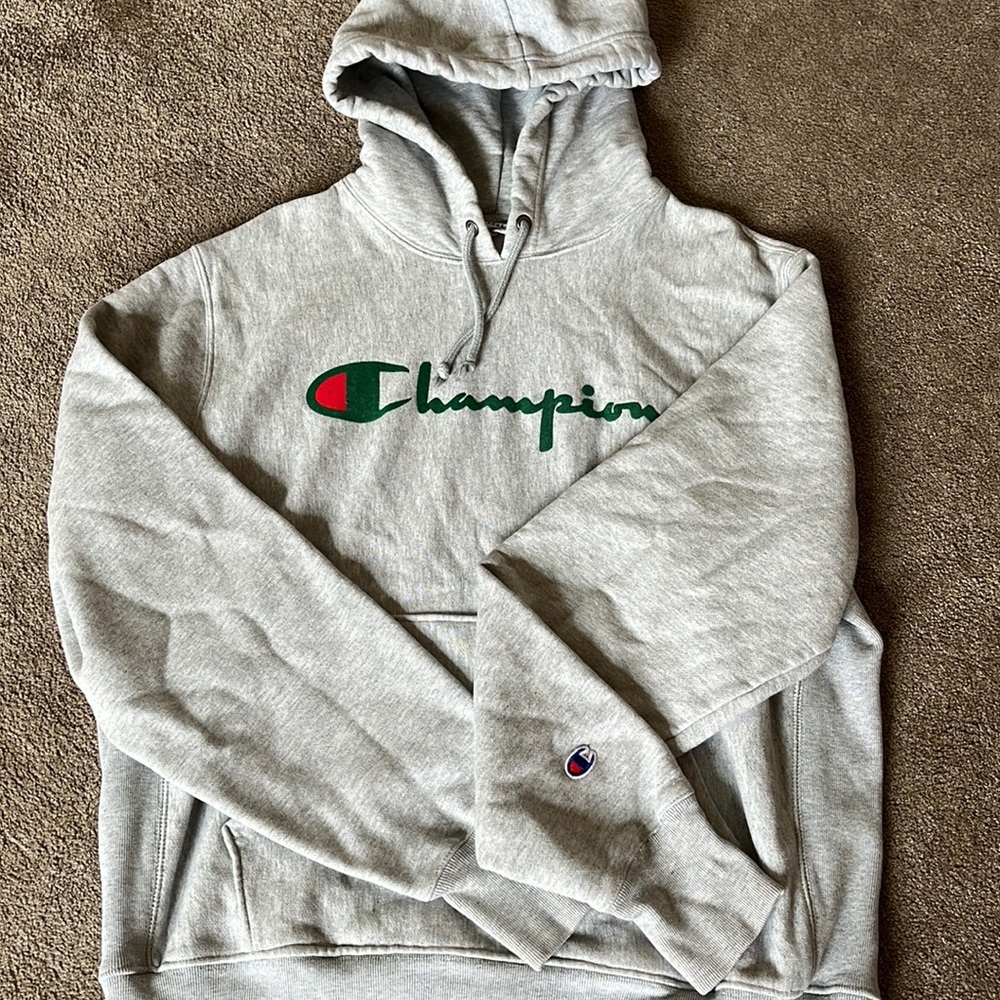 Champion Reverse Weave Hoodie Heather Grey Large